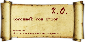 Korcsmáros Orion névjegykártya